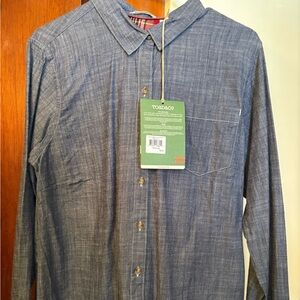 NWT Toad&Co women’s Denim-Effect Blue Button-Down Shirt